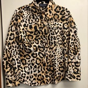 Jones New York Leopard Print Shirt Sz M